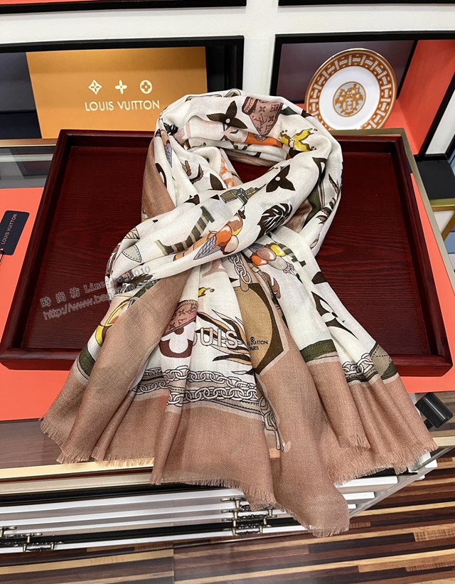 Louis Vuitton圍巾 路易威登女士保暖圍巾披肩 LV高品質2021最新款戒指絨長巾  mmj1540